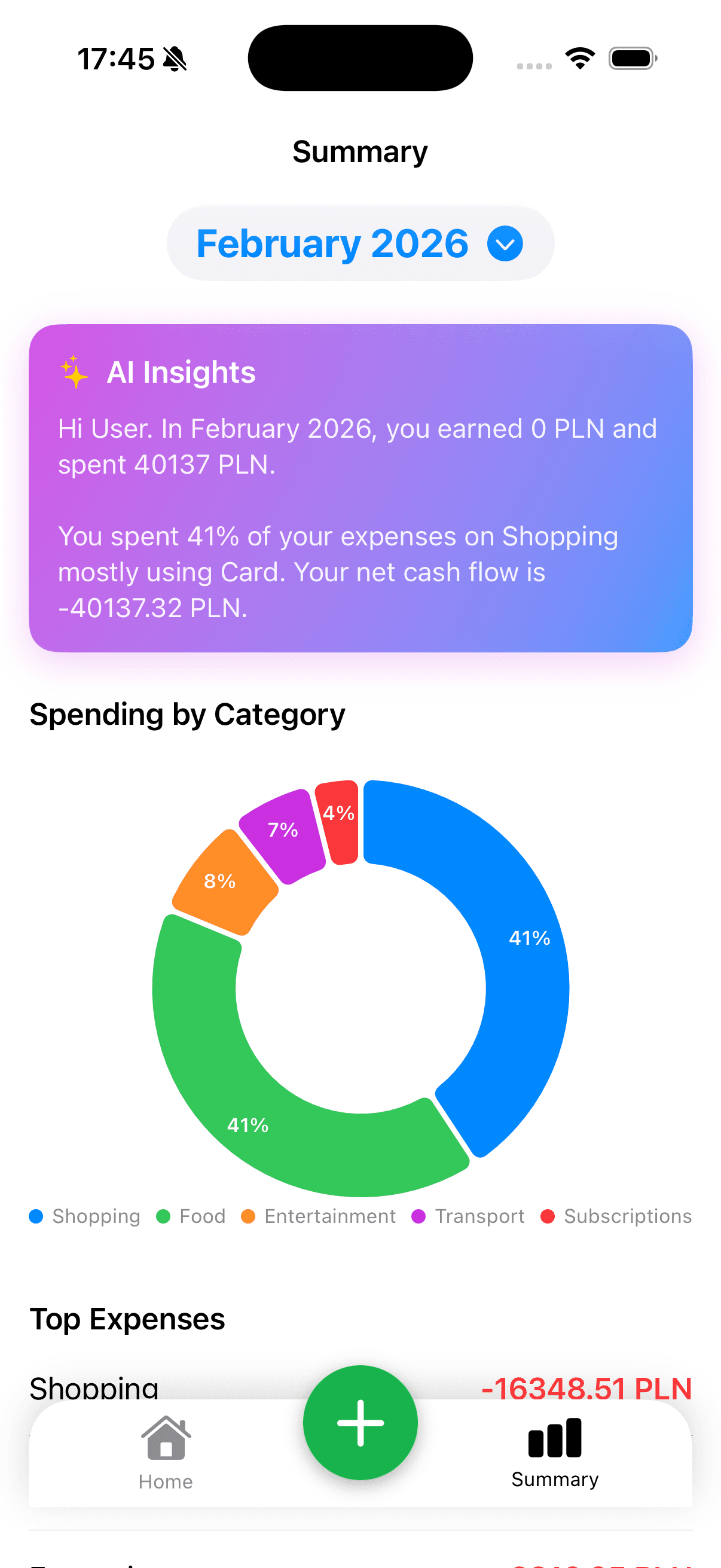 FinanceTracker AI iOS App screenshot 2